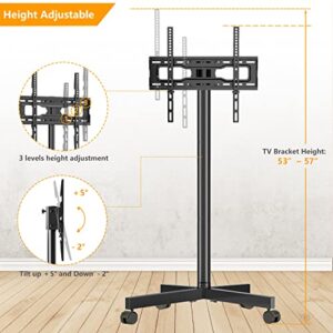 5Rcom Rolling TV Stand, Adjustable TV Cart w/Locking Wheels for 23-55" LCD LED Plasma Flat Panel Screen TV, Max VESA 400x400mm, Mobile TV Stand