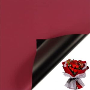 20 pcs black/wine red double sided color flower wrapping paper,waterproof valentine’s day bouquet wrapping paper 23x23inch used for diy crafts, gift packaging, flower shop bouquet packaging