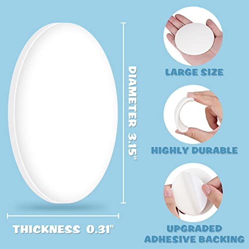 Door Stopper Wall Protector Large - 6 PCS White Rubber Round Door Knob Bumper Doorstop Stick with Strong Back Adhesive Shock Absorbent Wall Protectors from Door Knobs Cabinet Fridge Glass Corner 3.15"