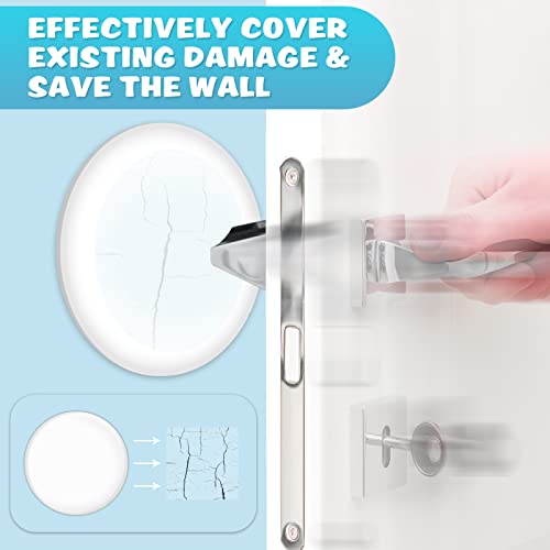 Door Stopper Wall Protector Large - 6 PCS White Rubber Round Door Knob Bumper Doorstop Stick with Strong Back Adhesive Shock Absorbent Wall Protectors from Door Knobs Cabinet Fridge Glass Corner 3.15"