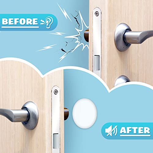 Door Stopper Wall Protector Large - 6 PCS White Rubber Round Door Knob Bumper Doorstop Stick with Strong Back Adhesive Shock Absorbent Wall Protectors from Door Knobs Cabinet Fridge Glass Corner 3.15"