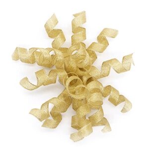 ct craft llc burst curly bow – 4 inches wide (6 counts)-gold large gift wrapping bow with self-adhesive