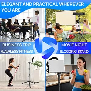 TRIPODSY Projector Tripod Stand with Adjustable Height 24-64 Inches, Standing Laptop Floor Riser, Portable Multifunctional Space Saver Desk for DJ, Outdoor Mobile Workstation for Studio, Home, Office