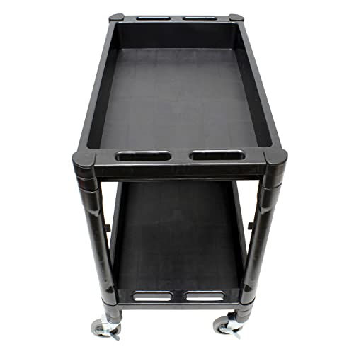 BISupply Plastic Utility Rolling Cart with Shelves Rolling Tool Cart on Wheels, Utility Service Cart Plastic Push Cart