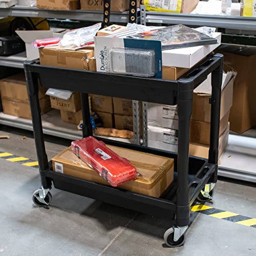BISupply Plastic Utility Rolling Cart with Shelves Rolling Tool Cart on Wheels, Utility Service Cart Plastic Push Cart