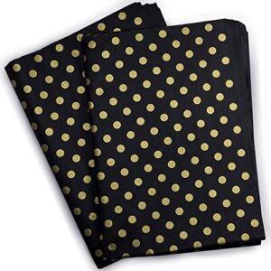 mr five 30 sheets black gold polka dot tissue paper bulk,20″ x 28″,gift wrapping tissue paper,black tissue paper for gift bags,diy and crafts,wrapping paper for graduation,birthday,holiday