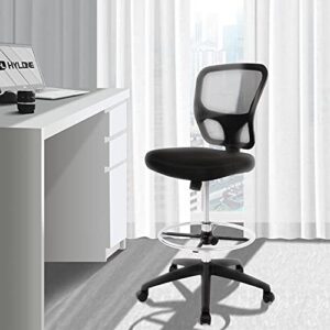 mesh drafting chair tall office chair ergonomic standing desk chair with tilt seat and adjustable foot ring (black)