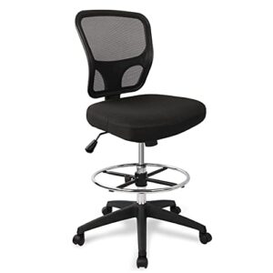 Mesh Drafting Chair Tall Office Chair Ergonomic Standing Desk Chair with Tilt Seat and Adjustable Foot Ring (Black)