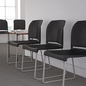 flash furniture 5 pack hercules series 880 lb. capacity black full back contoured stack chair with gray powder coated sled base