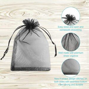 Hopttreely 100PCS 4x6 (10x15cm) Sheer Drawstring Gift Bags, Black Organza Wedding Party Favor Pouches Jewelry Christmas Festival Gift Bags