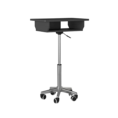 Techni Mobili RTA-B006-GPH06 Folding Cart with Storage, Laptop Stand with Height Adjustable, Non Marking Caster Wheels, Graphite