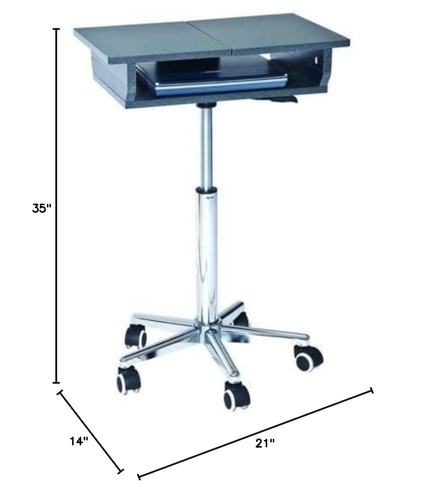 Techni Mobili RTA-B006-GPH06 Folding Cart with Storage, Laptop Stand with Height Adjustable, Non Marking Caster Wheels, Graphite