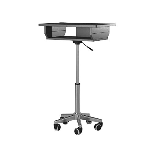 Techni Mobili RTA-B006-GPH06 Folding Cart with Storage, Laptop Stand with Height Adjustable, Non Marking Caster Wheels, Graphite