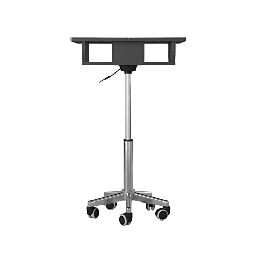 Techni Mobili RTA-B006-GPH06 Folding Cart with Storage, Laptop Stand with Height Adjustable, Non Marking Caster Wheels, Graphite