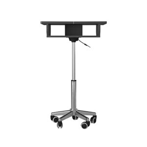 Techni Mobili RTA-B006-GPH06 Folding Cart with Storage, Laptop Stand with Height Adjustable, Non Marking Caster Wheels, Graphite