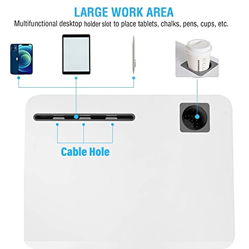 Mobile Sit Stand Desk - Height Adjustable Standing Laptop Desk Cart Rolling Couch Table on Wheels White Workstation with Gas Spring Riser for Home Office Classroom