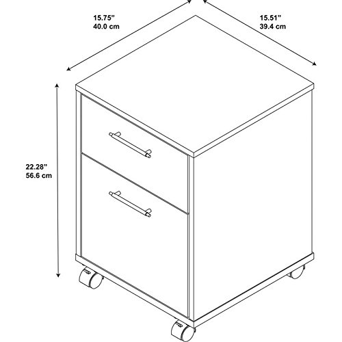 Bush Furniture Key West 2 Drawer Mobile File Cabinet, Washed Gray