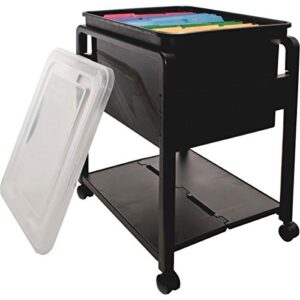 Advantus Folding and Rolling File Cart with Lid, Letter or Legal Size, Black (55758) 18.5 x 14.5 x 21.75