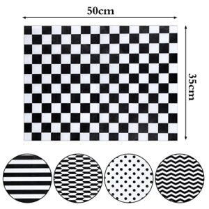 Kavoc 100 Sheet Black White Plaid Tissue Paper Star Stripes Dots Pattern Tissue Paper Checkerboard Art Tissue 5 Styles Simple Gift Wrapping Paper Bulk for DIY Crafts Gift Bag Supplies, 14 x 20