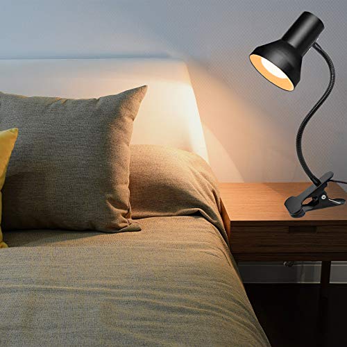 WimiSom Desk Lamp Eye-Caring Table Lamps, 360°Rotation Gooseneck Clip on Lamp, Portable Reading Book Light (Large)
