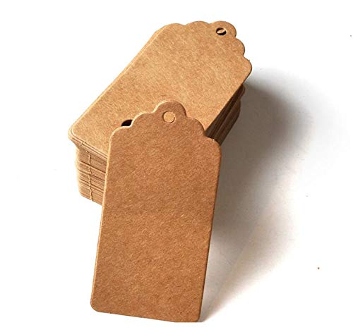 Gift Tags, 100 pcs Kraft Paper Tags, Gift Wrap Tags for Wedding Brown Rectangle Craft Hang Tags.