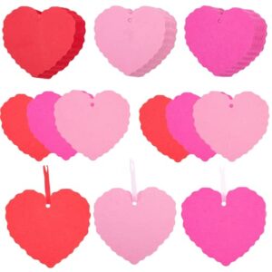SallyFashion 240PCS Valentines Heart Gift Tags, Pink Paper Tags Heart Shaped Paper Labels for Valentine's Day Mother's Day Anniversary Wedding