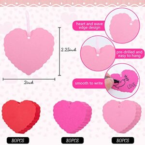 SallyFashion 240PCS Valentines Heart Gift Tags, Pink Paper Tags Heart Shaped Paper Labels for Valentine's Day Mother's Day Anniversary Wedding