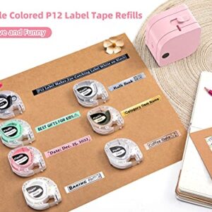 3X P12&P12-Pro Wave Satin Ribbon Original 12mm x 2m Silk Ribbon 3 Colors Q5-WRVR31/WRVR34/WRV31 Satin Ribbon Gift for Party, Wedding DIY Gift Wrapping Compatible for Phomemo P12&P12 Pro Label Printer