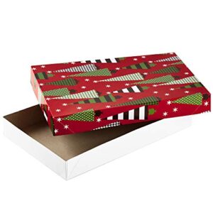 Hallmark Christmas Gift Boxes with Lids in Assorted Designs (Pack of 12: Trees, Stripes, Snowmen, Holly) Red, Green and White Patterned Shirt Boxes for Wrapping Gifts