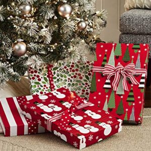 Hallmark Christmas Gift Boxes with Lids in Assorted Designs (Pack of 12: Trees, Stripes, Snowmen, Holly) Red, Green and White Patterned Shirt Boxes for Wrapping Gifts