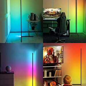 RGBIC Corner LED Floor Lamp, Modern Floor Lamps, 56" Music Mood lighting Sync Dimmable Home Decor, Colorful Ambience Gaming Light, Timing Stand Lights for Bedroom, Living Room,DIY Colors & Scene Modes