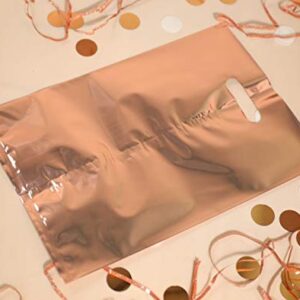 UNIQOOO 60 Metallic Foil Rose Gold Wedding Favor Bags, Party Treat Bags Bulk, Gift Candy Cookie Buffet Bags, Great for Wedding, Baby Shower, Birthday Party, Events, Celebrations - 9 3/4” x 6 1/2