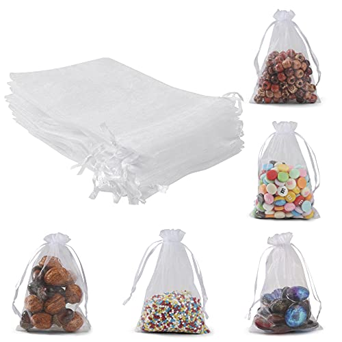 50 Pack Organza Bags, 4 x 6 inch Small Bags, Favor Bags, Sheer Mesh Bags, Premium Black Gift Bags with Drawstring, Packaging for Small Business, Jewelry Bags Packaging Bags for Wedding Party Christmas