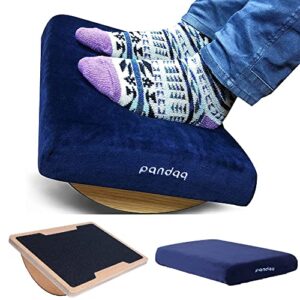 pandaq foot rest under desk, desk footrest, rocking foot nursing stool,wood foot stool with soft foam, ergonomic pressure relief stool for home and office
