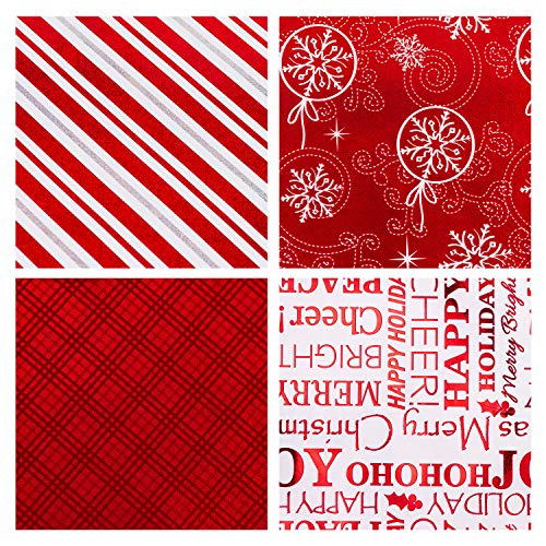 WRAPAHOLIC Christmas Wrapping Paper Roll - Red and White Christmas Design with Metallic Foil Shine - 4 Rolls - 30 inch X 120 inch Per Roll