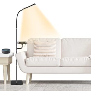 gmk smart led floor lamp, 12w bright standing lamp with wireless charger, stepless adjustable 2700-6500k modern floor lamp, reading floor lamp with remote & voice control for living room, bedroom