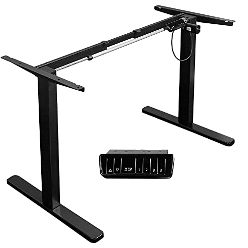 VIVO Compact Electric Stand Up Desk Frame for 39 to 80 inch Table Tops, Single Motor Ergonomic Standing Height Adjustable Base with Memory Controller, Black, DESK-E151EB