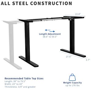 VIVO Compact Electric Stand Up Desk Frame for 39 to 80 inch Table Tops, Single Motor Ergonomic Standing Height Adjustable Base with Memory Controller, Black, DESK-E151EB