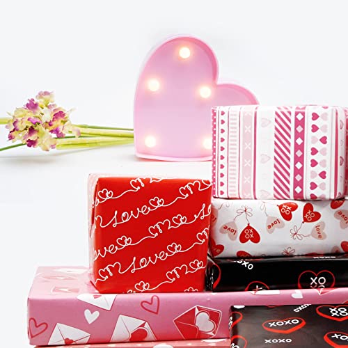 FANCY LAND 10 Sheets Valentine Wrapping Paper Sheets Wedding Valentines Day Gift Wrap Folded Large Sheets 20 X 28 Gift Decoration