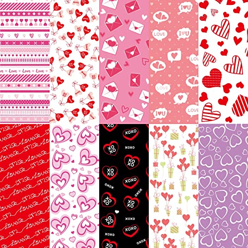 FANCY LAND 10 Sheets Valentine Wrapping Paper Sheets Wedding Valentines Day Gift Wrap Folded Large Sheets 20 X 28 Gift Decoration