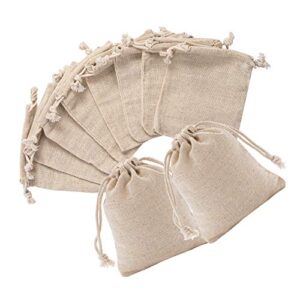 handrong 50pcs small cotton double drawstring bags reusable muslin cloth gift candy favor bag jewelry pouches for wedding diy craft soaps herbs tea spice bean sachets christmas, 3×4 inch