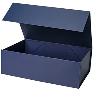 wrapaholic 1 pcs 14x9x4.3 inches navy gift box with lids – collapsible gift box with magnetic closure and 2 pcs white tissue paper, perfect for birthday, party, holiday, wedding, graduation