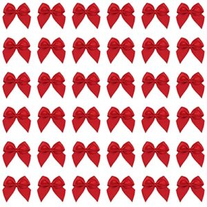 200pcs mini satin ribbon bows flowers red craft satin ribbon bows 1 inch pre-tied ribbon satin bows small christmas satin ribbon bows for diy crafts gift wedding party sewing scrapbooking(red)