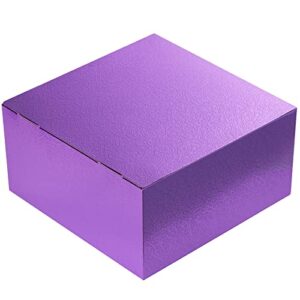 wholemy glossy purple gift boxes 10 pack 8x8x4 inches, holographic gift boxes with lids, gift boxes for presents, bridesmaid proposal box – for wedding, birthday, party, crafting, anniversary, christmas