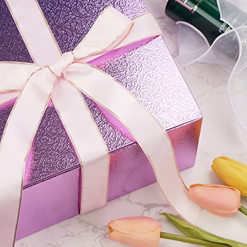 WholeMy Glossy Purple Gift Boxes 10 Pack 8x8x4 Inches, Holographic Gift Boxes with Lids, Gift Boxes for Presents, Bridesmaid Proposal Box - for Wedding, Birthday, Party, Crafting, Anniversary, Christmas