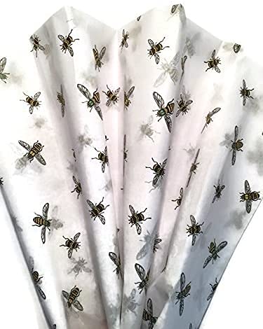 Tissue Paper for Gift Wrapping with Design (Bees), 24 Large Sheets (20x30)