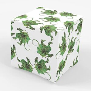 stesha party green dragon birthday wrapping paper – folded flat 30 x 20 inch (3 sheets)