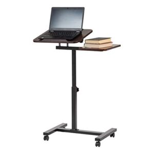 iris usa ltc-2 rolling workstation table and podium, double, brownt, 596663