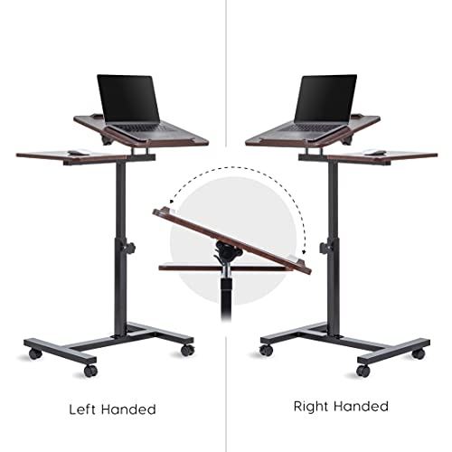 IRIS USA LTC-2 Rolling Workstation Table and Podium, Double, Brownt, 596663