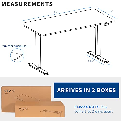 VIVO 60-inch Electric Height Adjustable 60 x 24 inch Stand Up Desk, White Solid One-Piece Table Top, White Frame Standing Workstation, Home & Office Furniture Sets, DESK-KIT-W06W